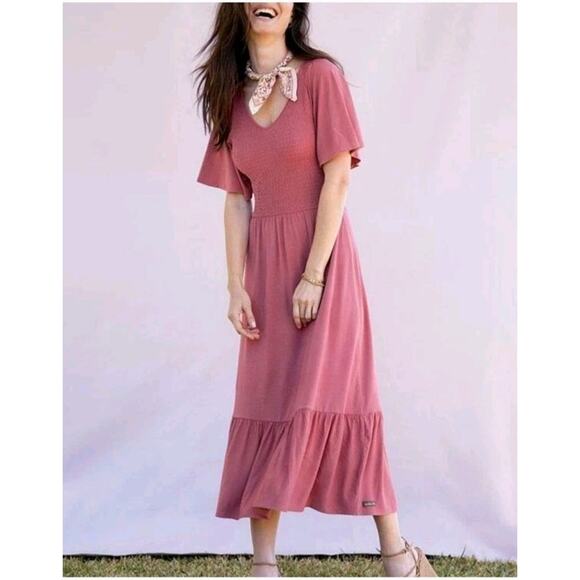 Matilda Jane Dresses & Skirts - Matilda Jane Women Maxi Good Days Knit Smocked Dress Large Excellent Condition